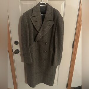 Vintage Dongora Alpaca Wool Men’s Herringbone Long Coat